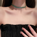 Luxo Brilhante Completo Strass Gargantilha Colar para Mulheres, Colares De Crist