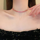 Luxo Brilhante Completo Strass Gargantilha Colar para Mulheres, Colares De Crist