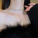 Luxo Brilhante Completo Strass Gargantilha Colar para Mulheres, Colares De Crist
