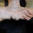 Luxo Brilhante Completo Strass Gargantilha Colar para Mulheres, Colares De Crist