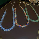 Luxo Brilhante Completo Strass Gargantilha Colar para Mulheres, Colares De Crist