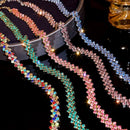 Luxo Brilhante Completo Strass Gargantilha Colar para Mulheres, Colares De Crist
